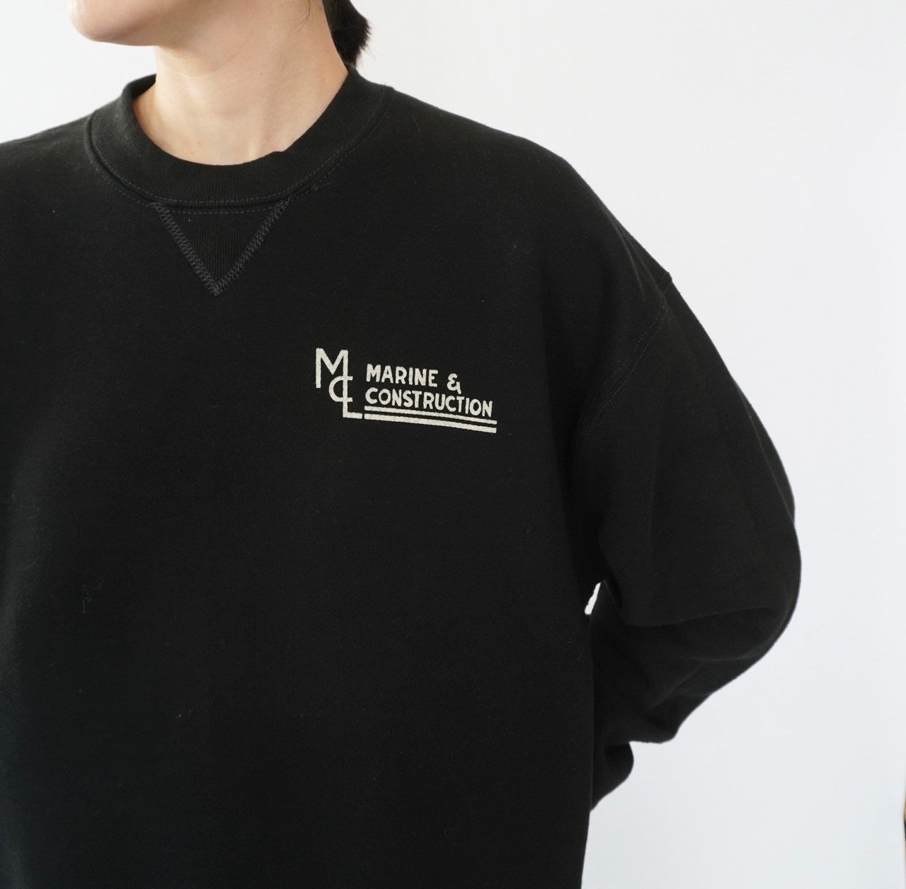 90s ”Marine & Construction" Printed Sweater Made in USA Dead Stock