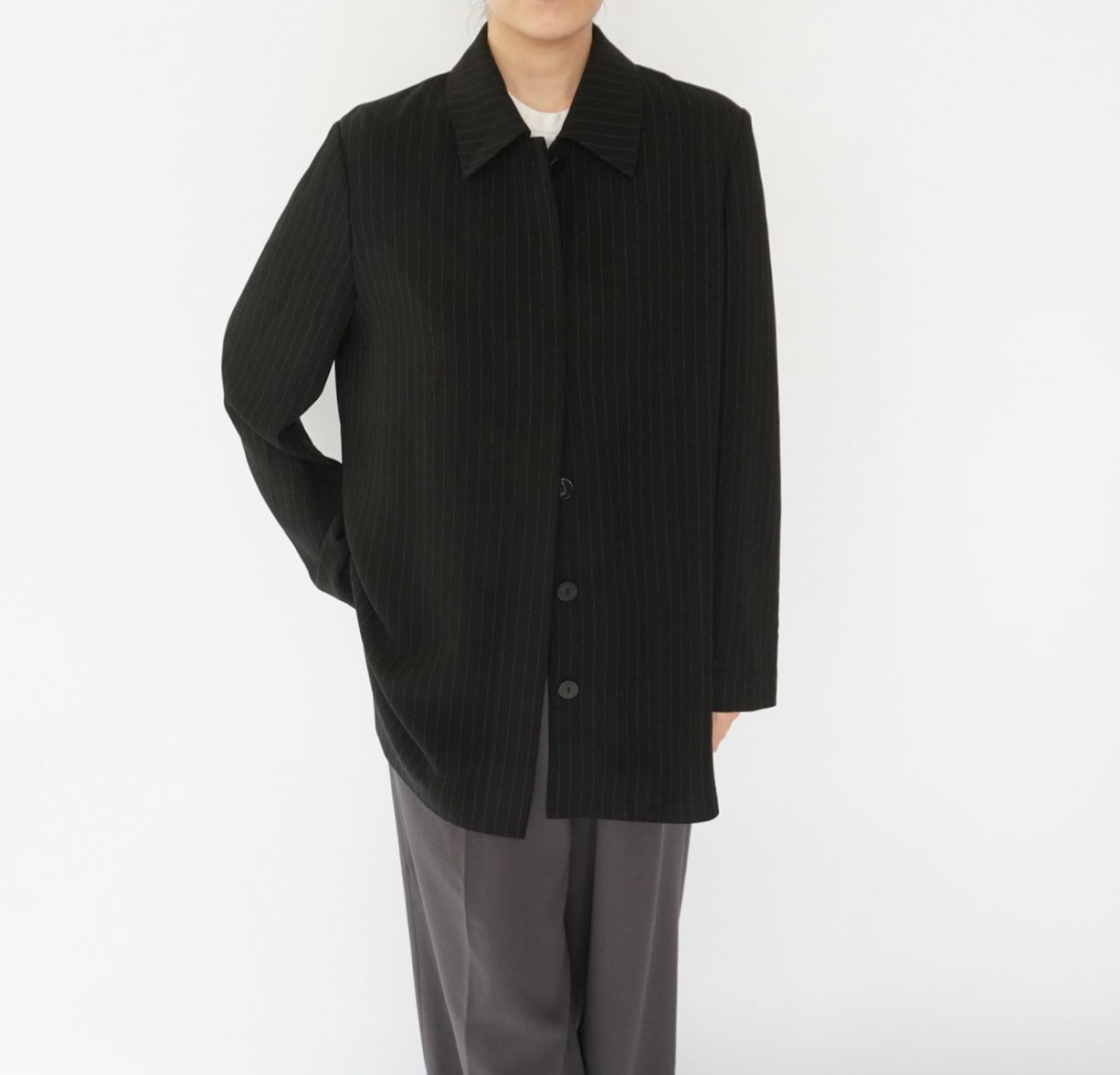 90s EURO Striped Shirt Jacket