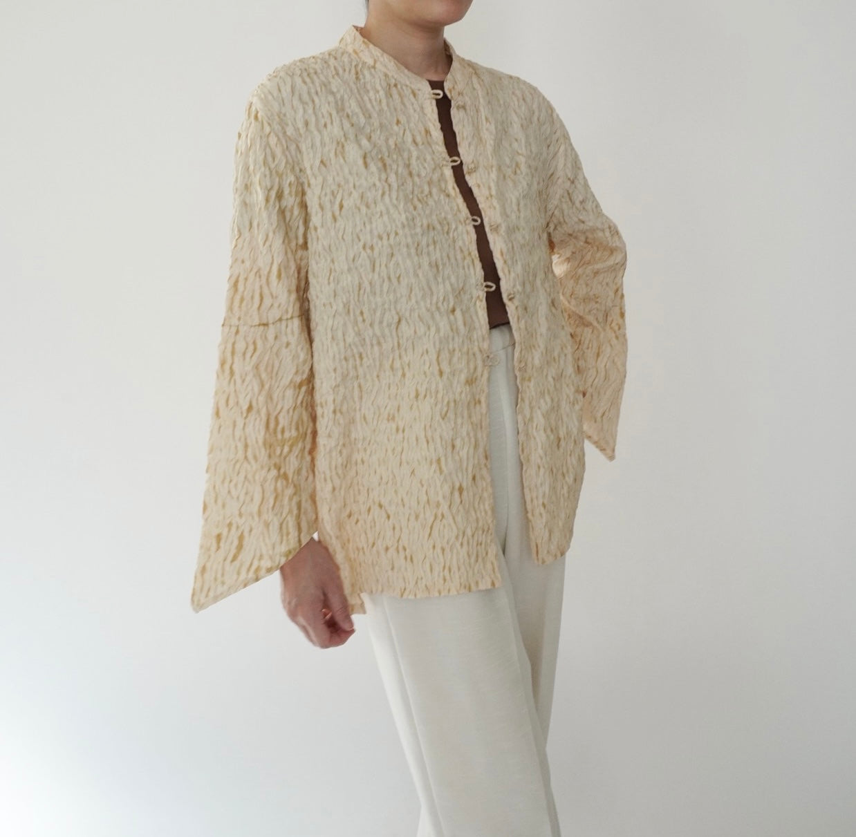 90s Pleated Silk Blouse