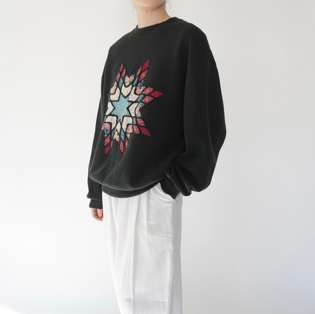 90s Patchwork Design Sweater Made in USA