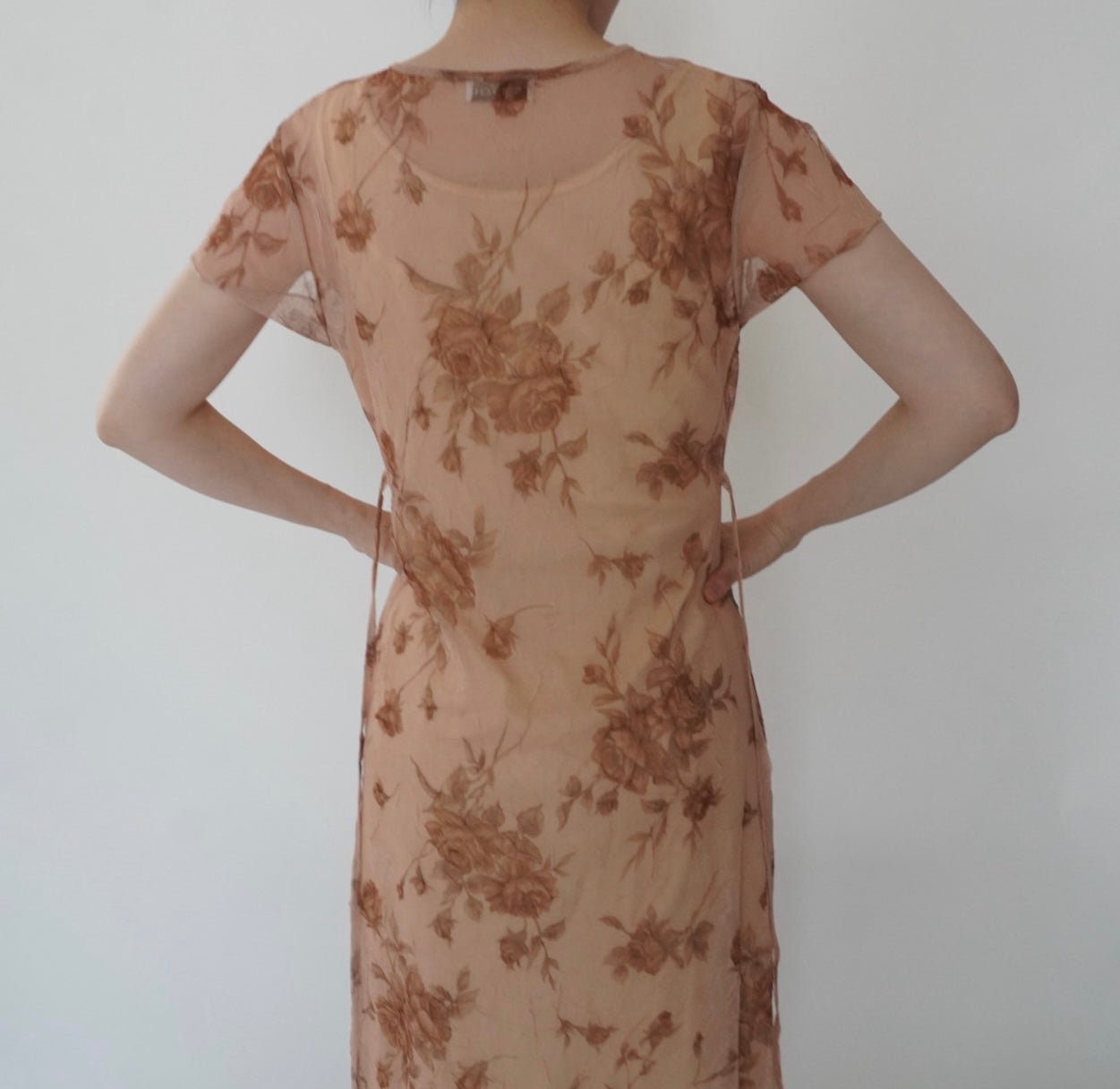 90s Printed Sheer  Maxi Dress