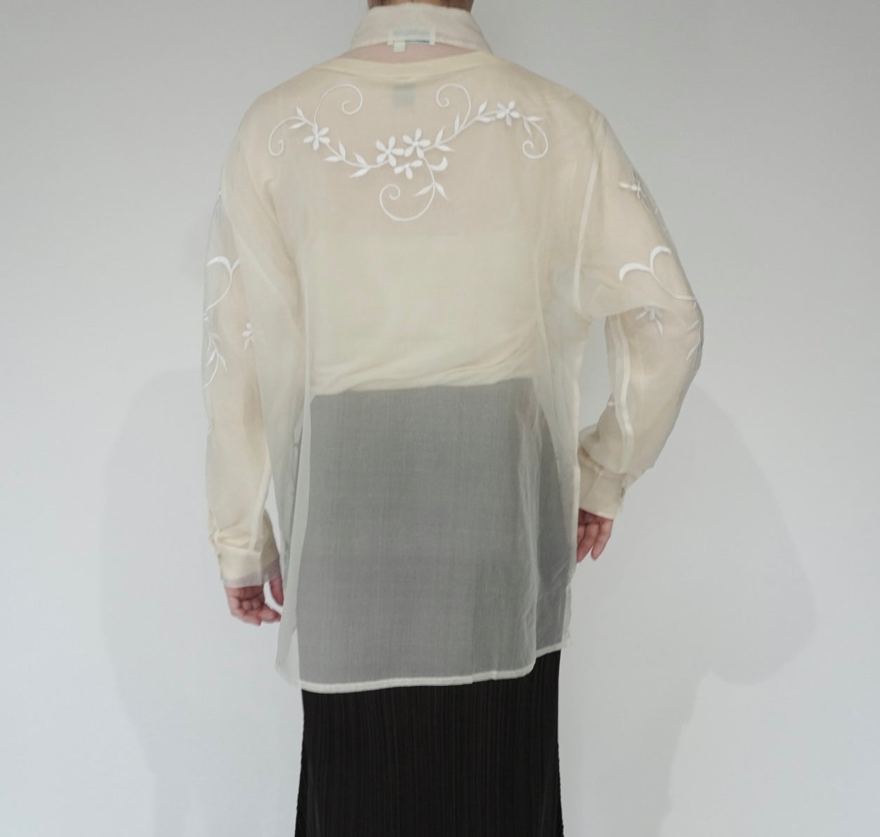 90s Embroidery Silk Shirt