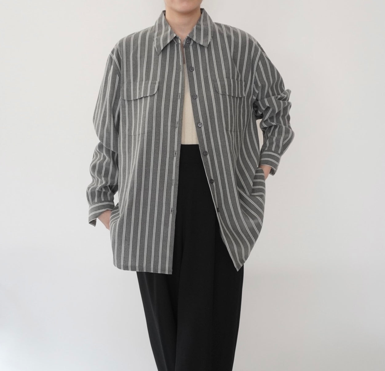 90s Gray Striped Shirt