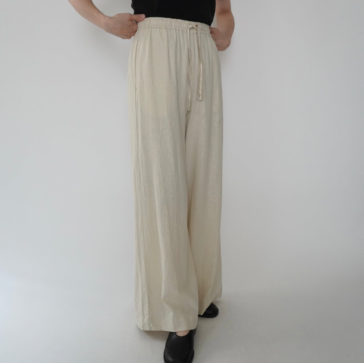 Ivory Linen Wide Pants