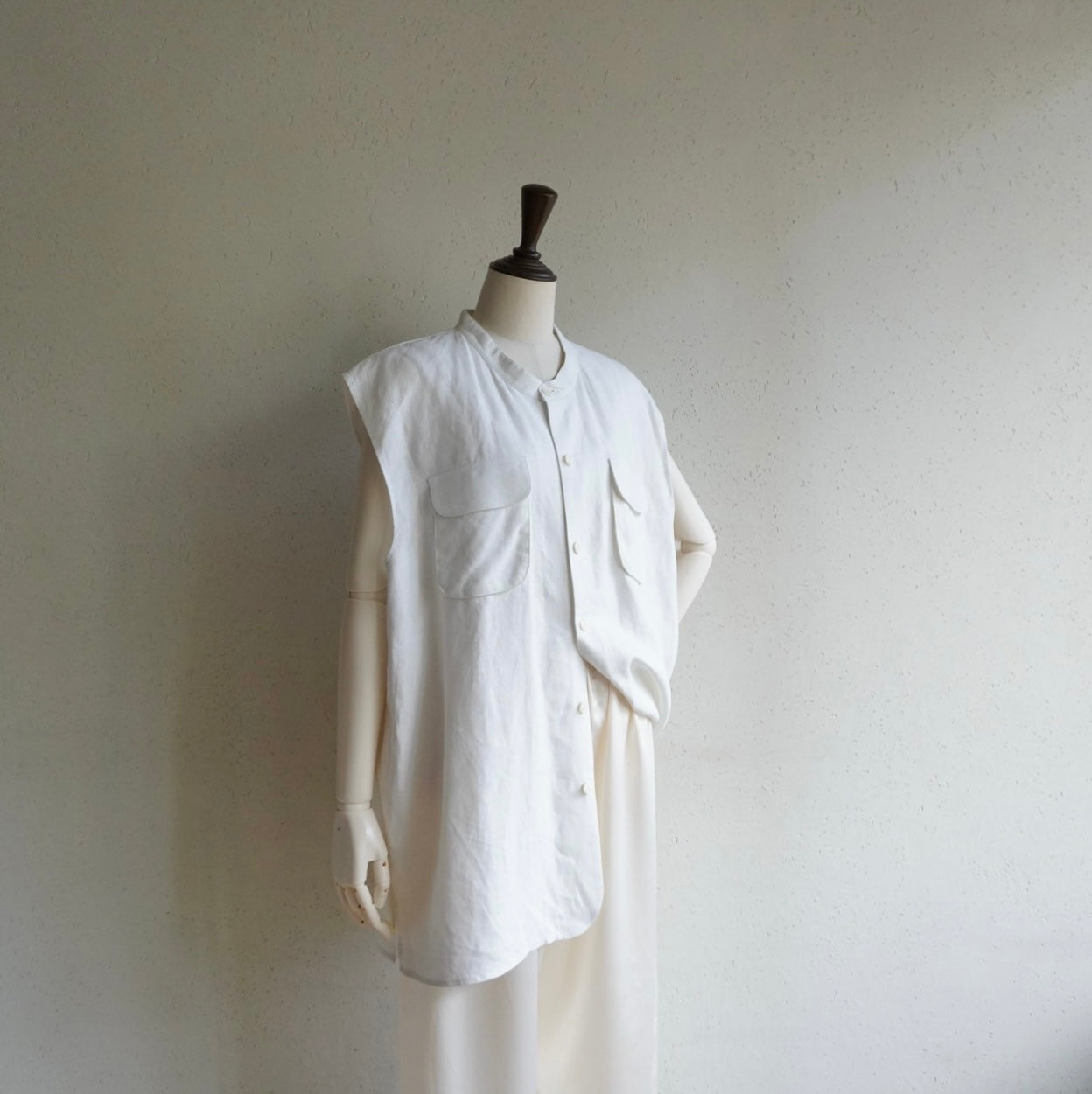 90s Linen Boxy Top,Vest
