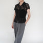 90s Lace Design Zipped Shirt Made in USA