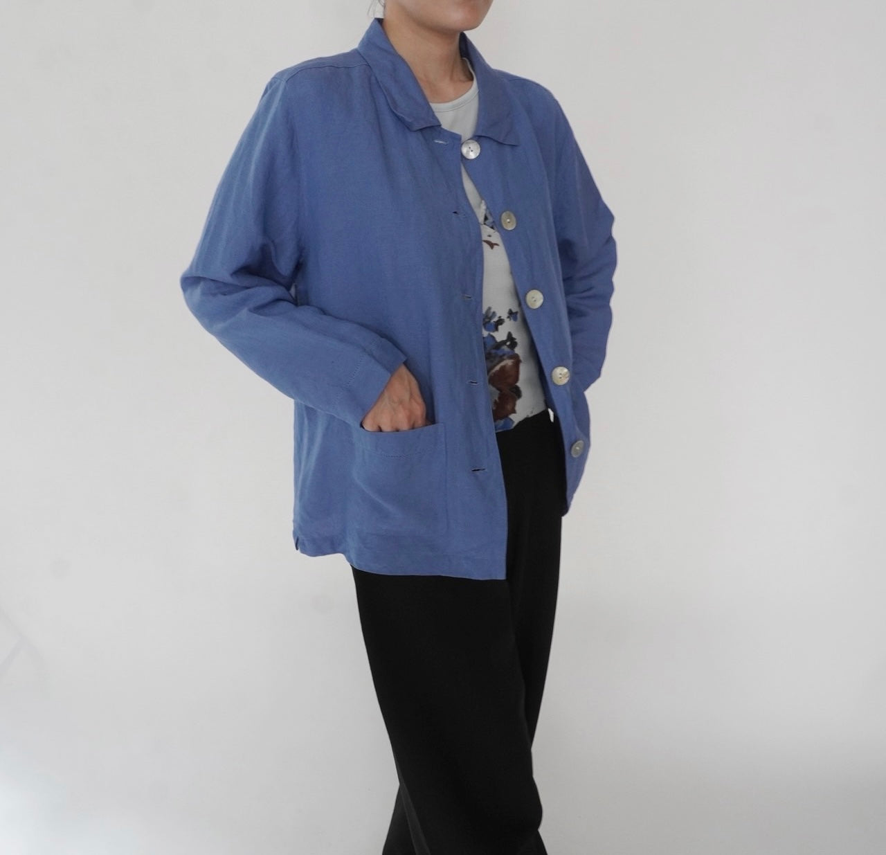 90s Linen Shirt Jacket
