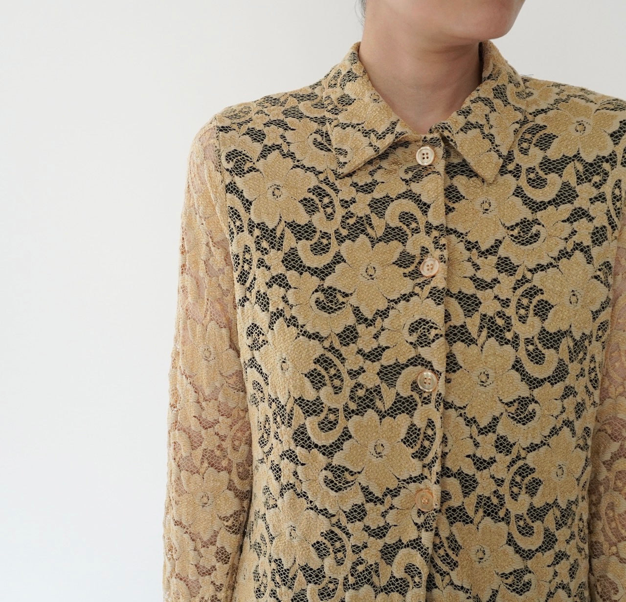 90s Lace Design Shirt Made in USA