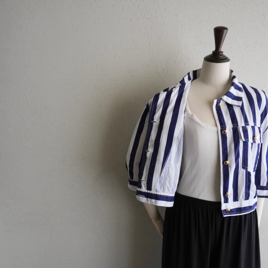 90s Cotton Striped Shirt,Jacket Made in Italy