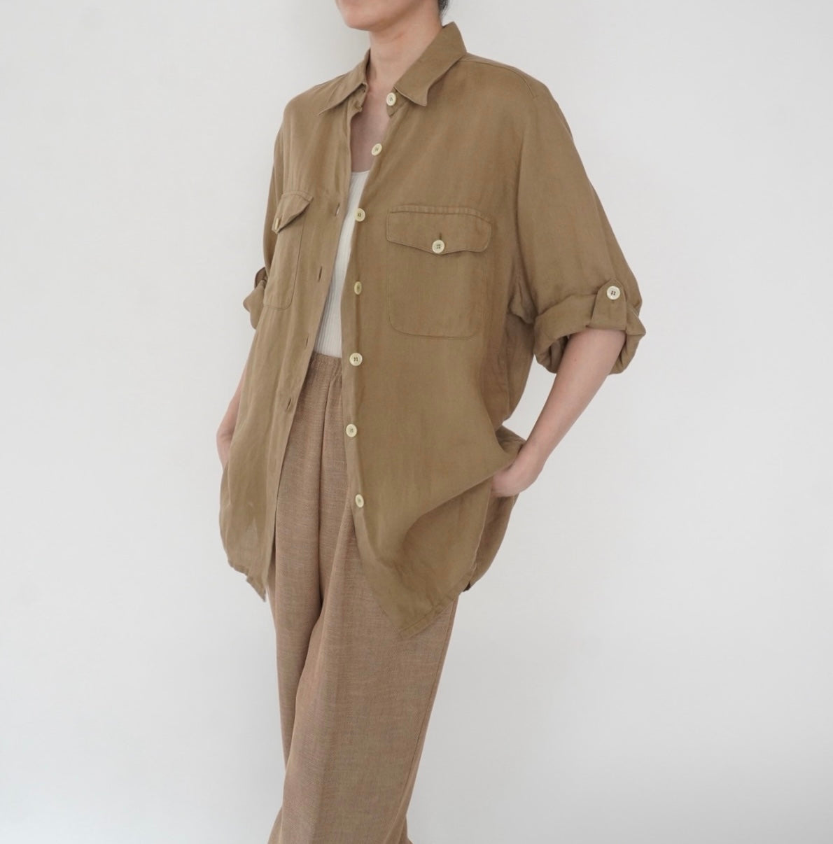 90s Design Linen Shirt Made in Italy