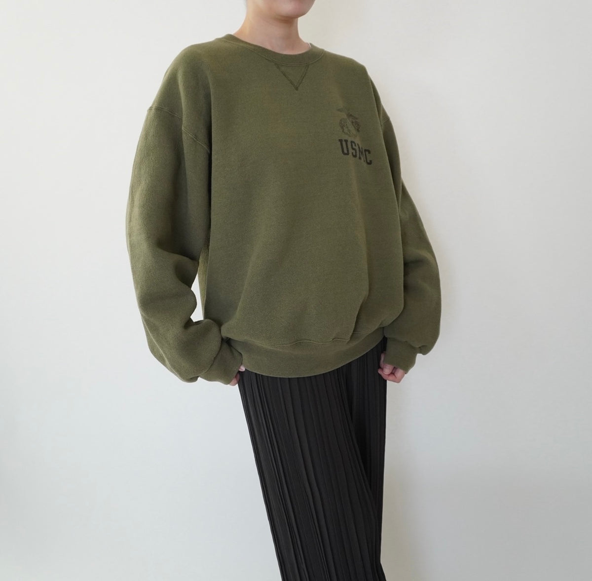 90s"USMC" Printed Sweater Made in USA