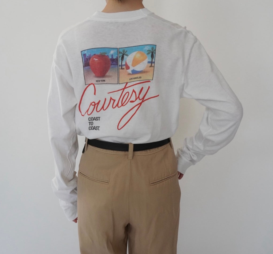 80s Printed Long Sleeves T-shirt Made in USA