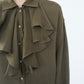 90s Ruffle Design Silk Shirt