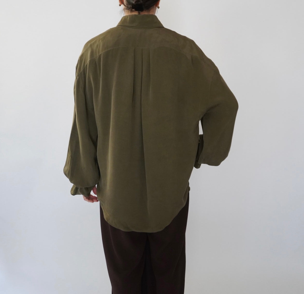 90s Ruffle Design Silk Shirt