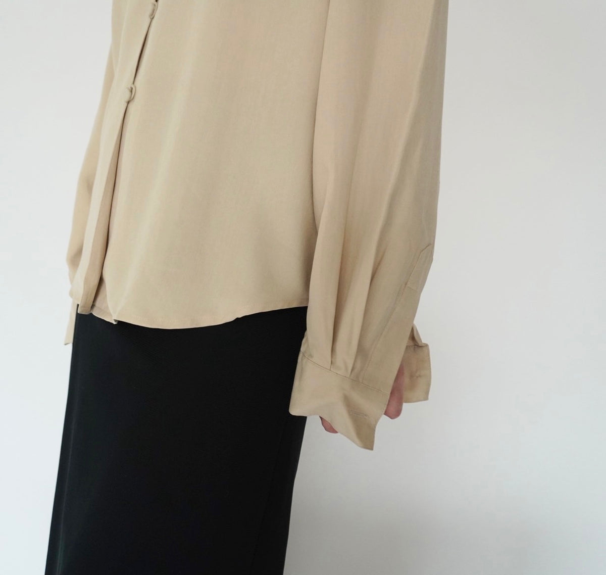 90s Beige Silk Shirt