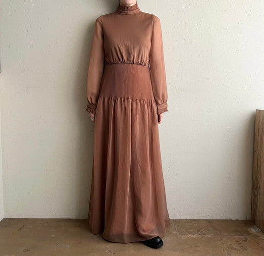 70s Pleated Sheer Dress