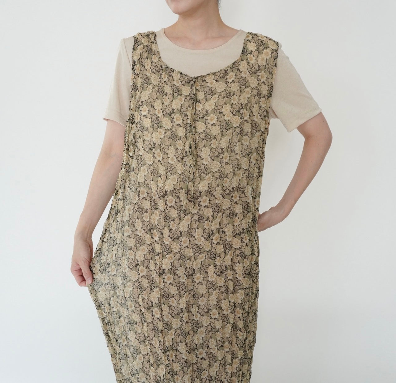 90s Floral Print Sheer Dress