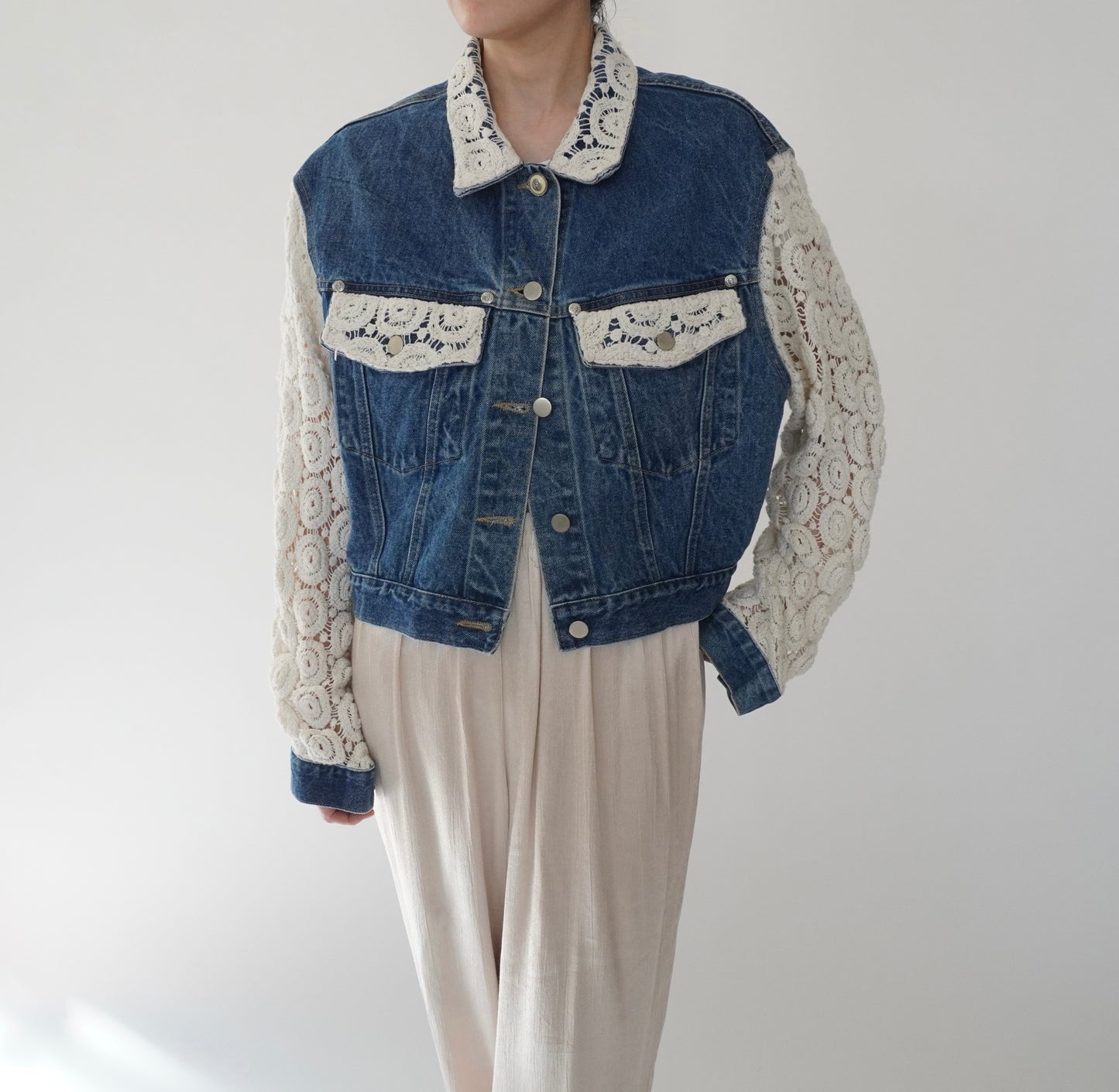90s Crochet Denim Jacket