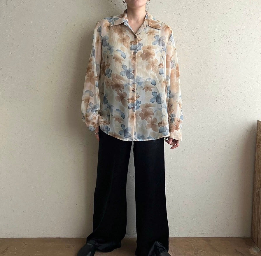 90s Printed  Sheer Shirt