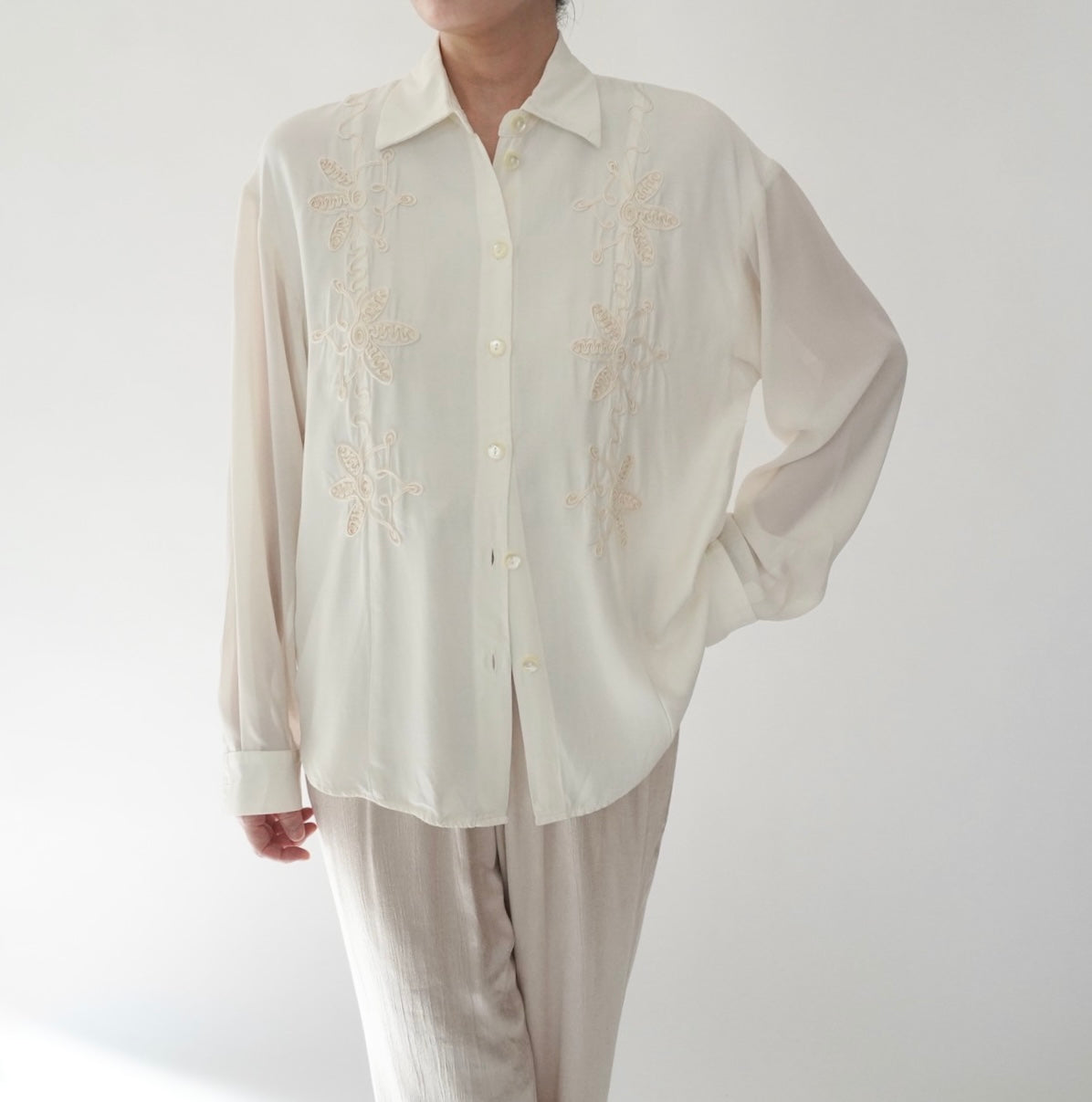 90s Cord Lace Shirt Made in USA