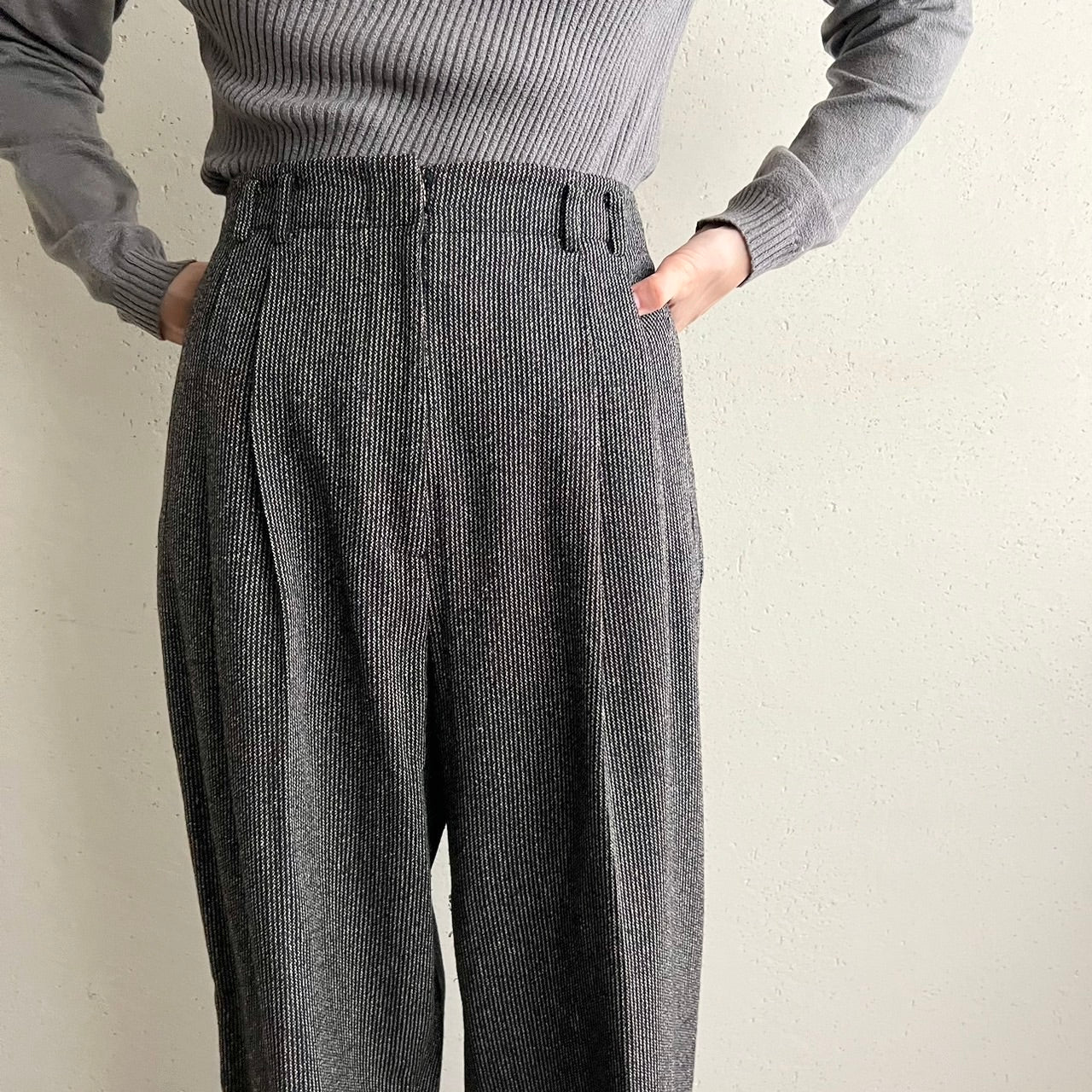 90s "AKA Eddie Bauer" Silk wool Mix Wide Pants