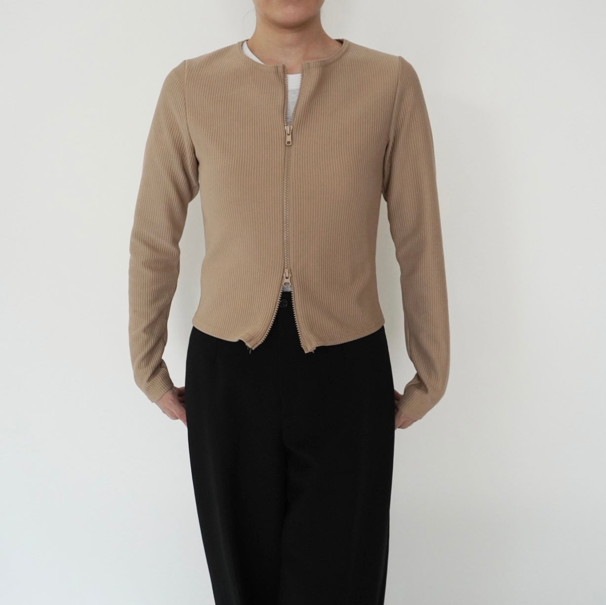90s Zip Design Ribbed Top Made in UK