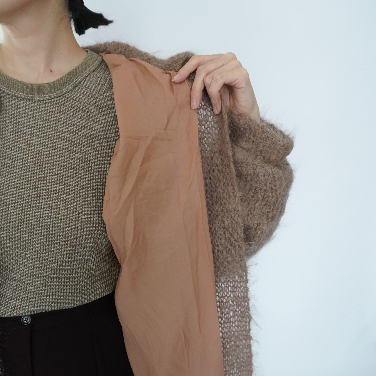 80s Mohair Long Cardigan,Light Coat