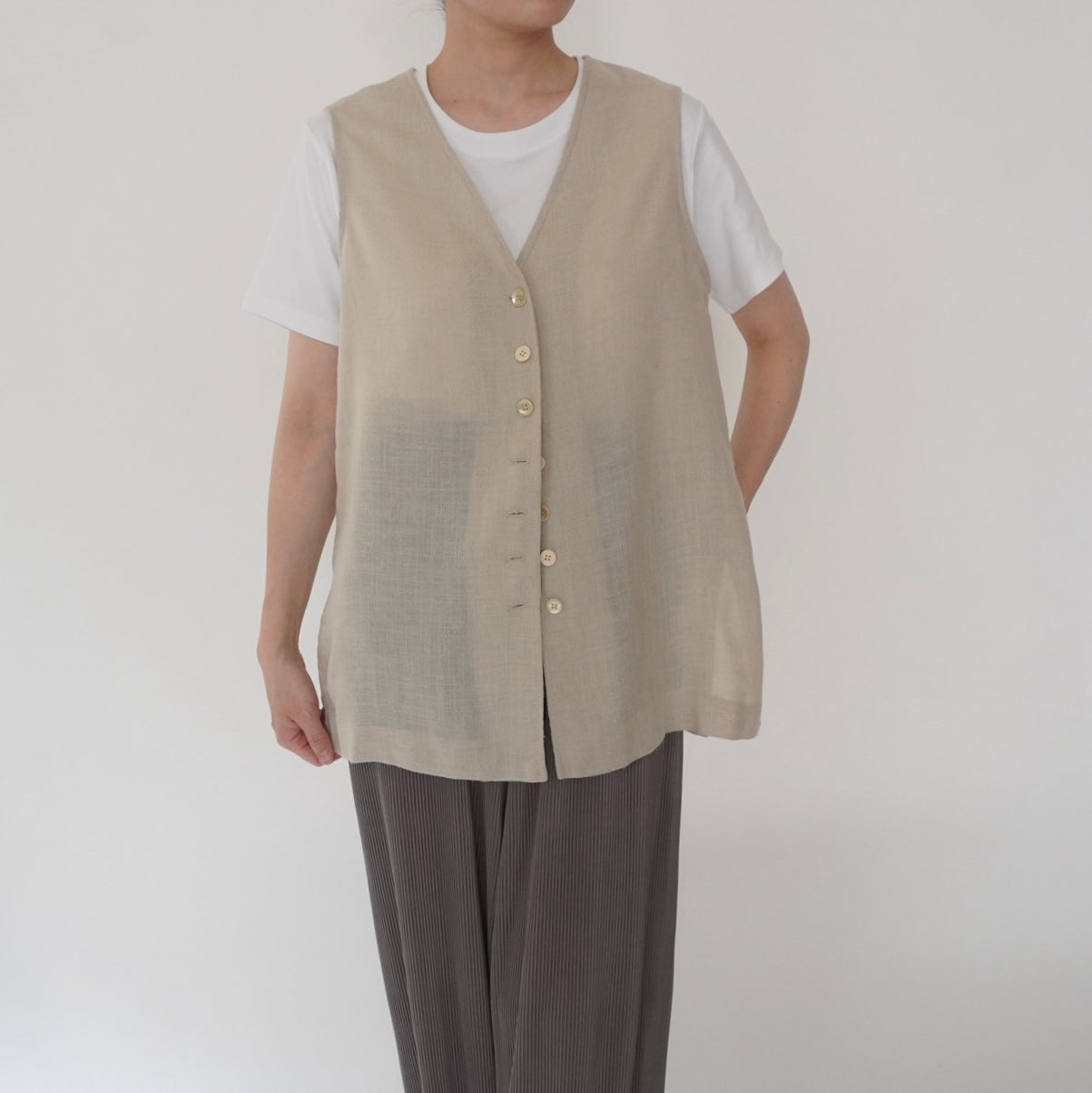 90s Beige Vest Made in USA