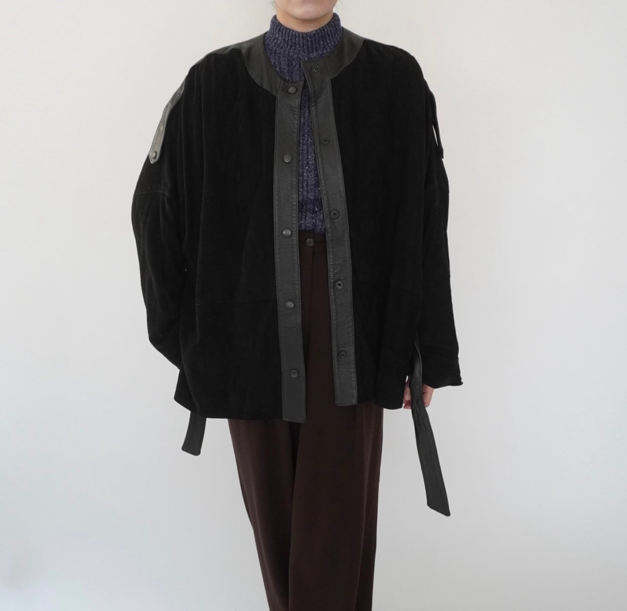 80s EURO Design Suede x Leather Jacket