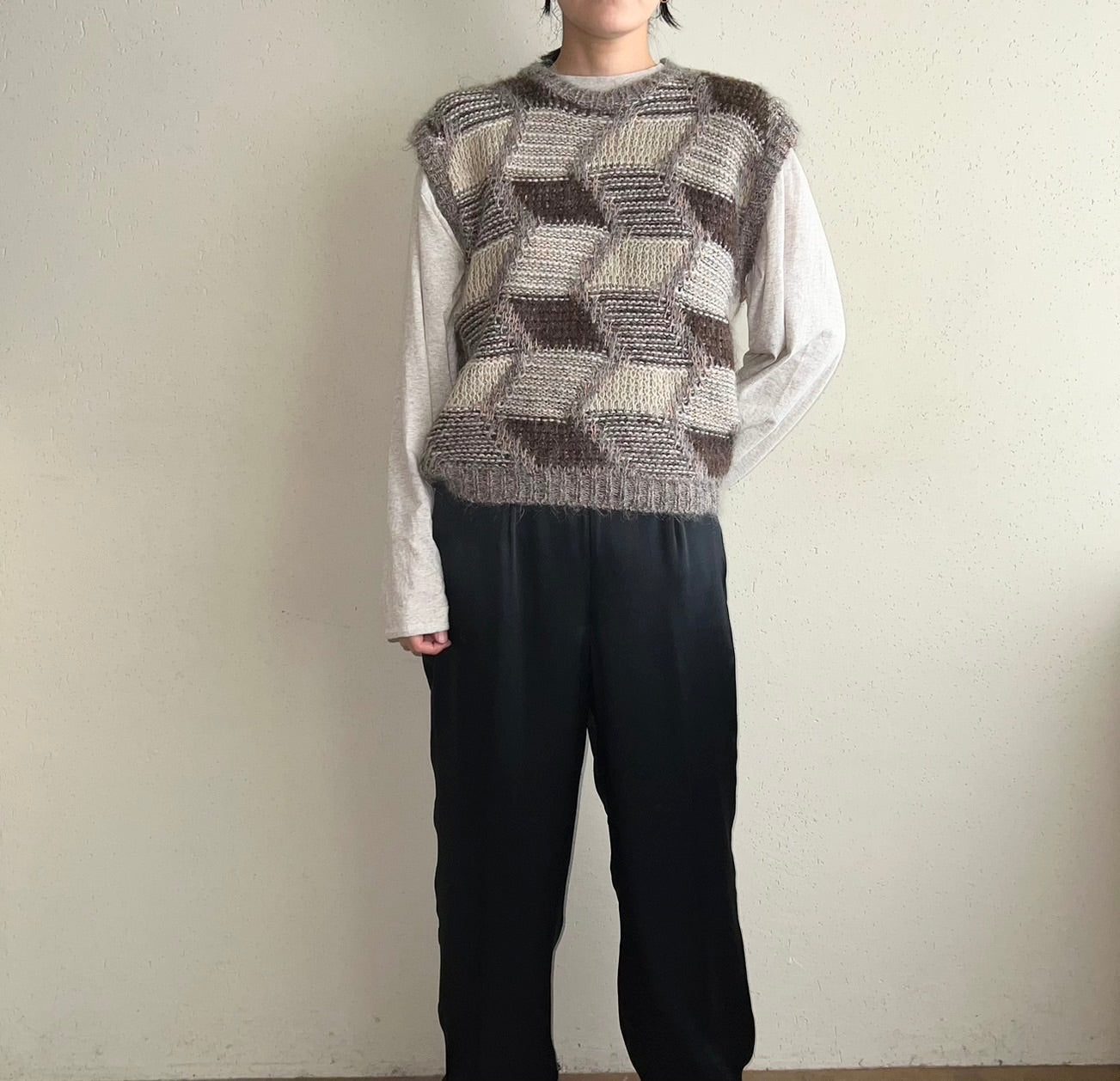 90s Pattern Knit Vest Made in England