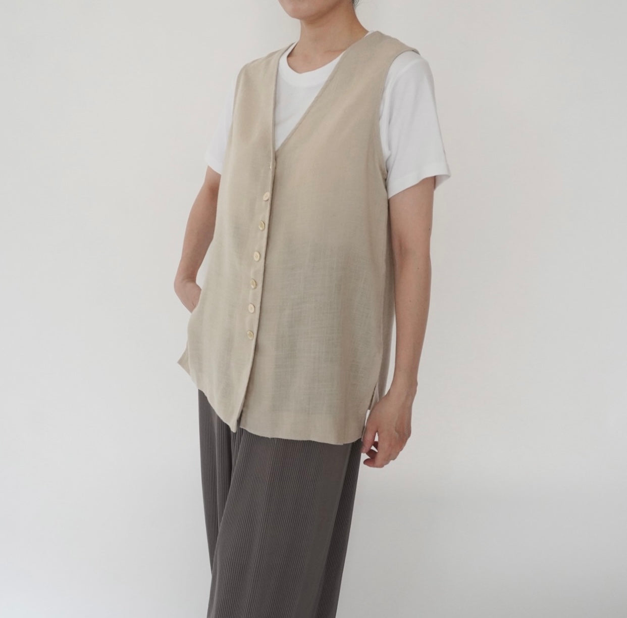 90s Beige Vest Made in USA