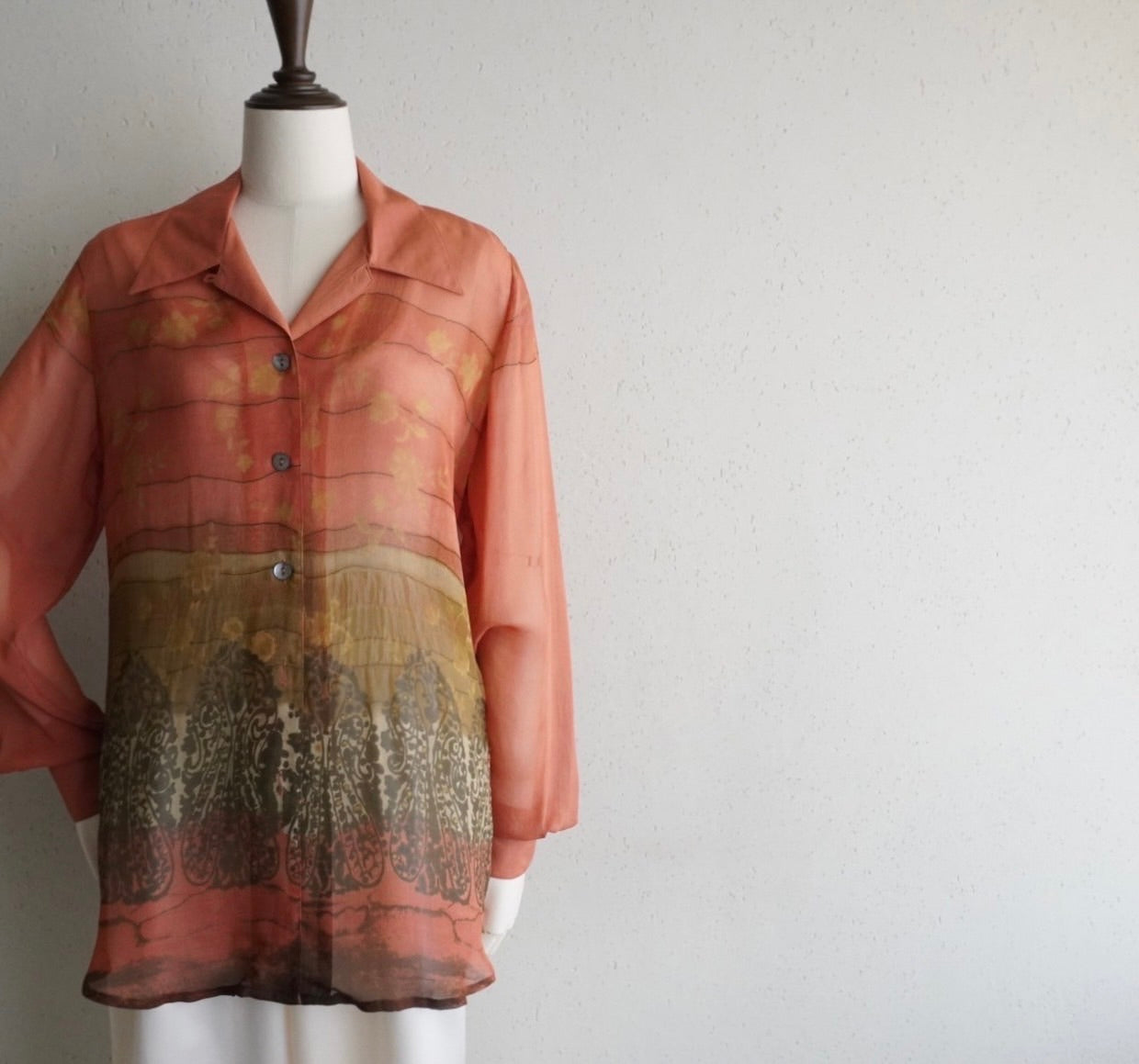 90s Silk  Sheer Printed Shirt