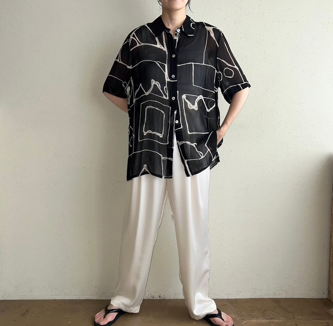 90s EURO Printed Sheer Shirt