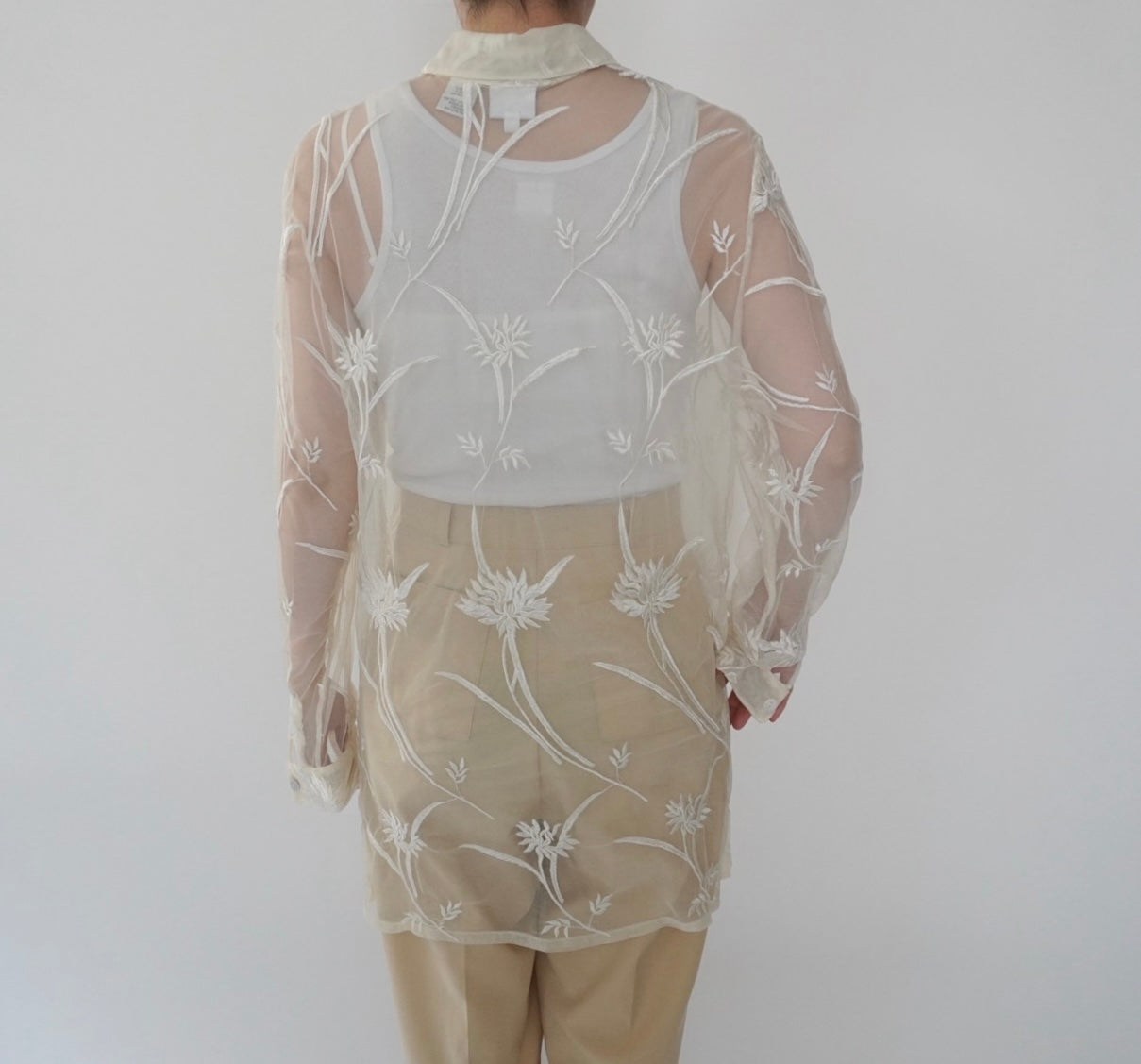 90s Embroidery Sheer Shirt