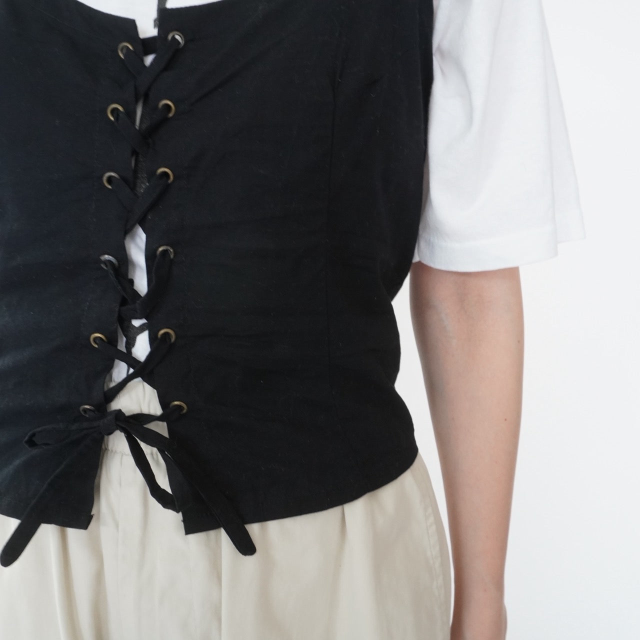90s Lace Up Design Camisole Top
