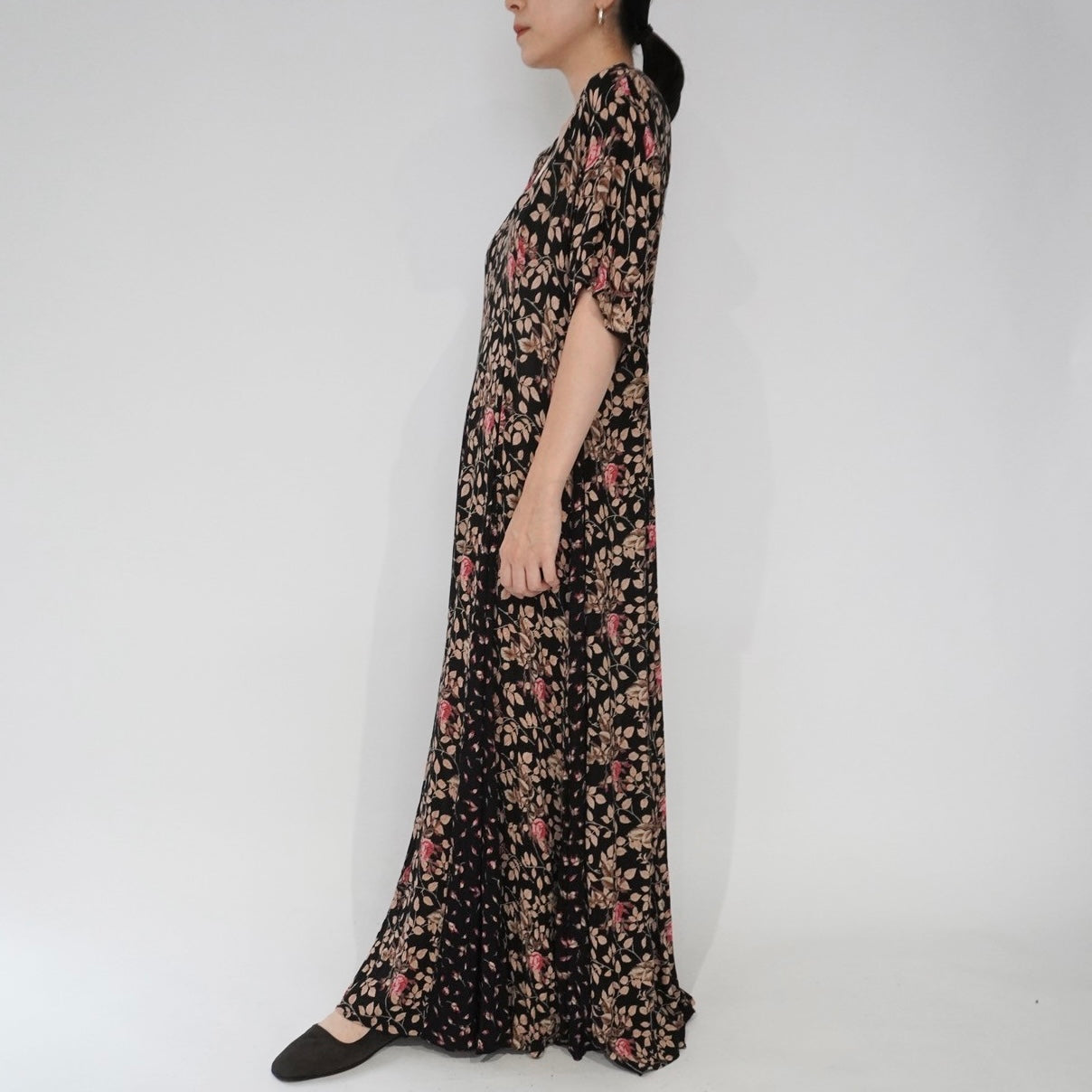 80s Floral Printed Rayon Dress