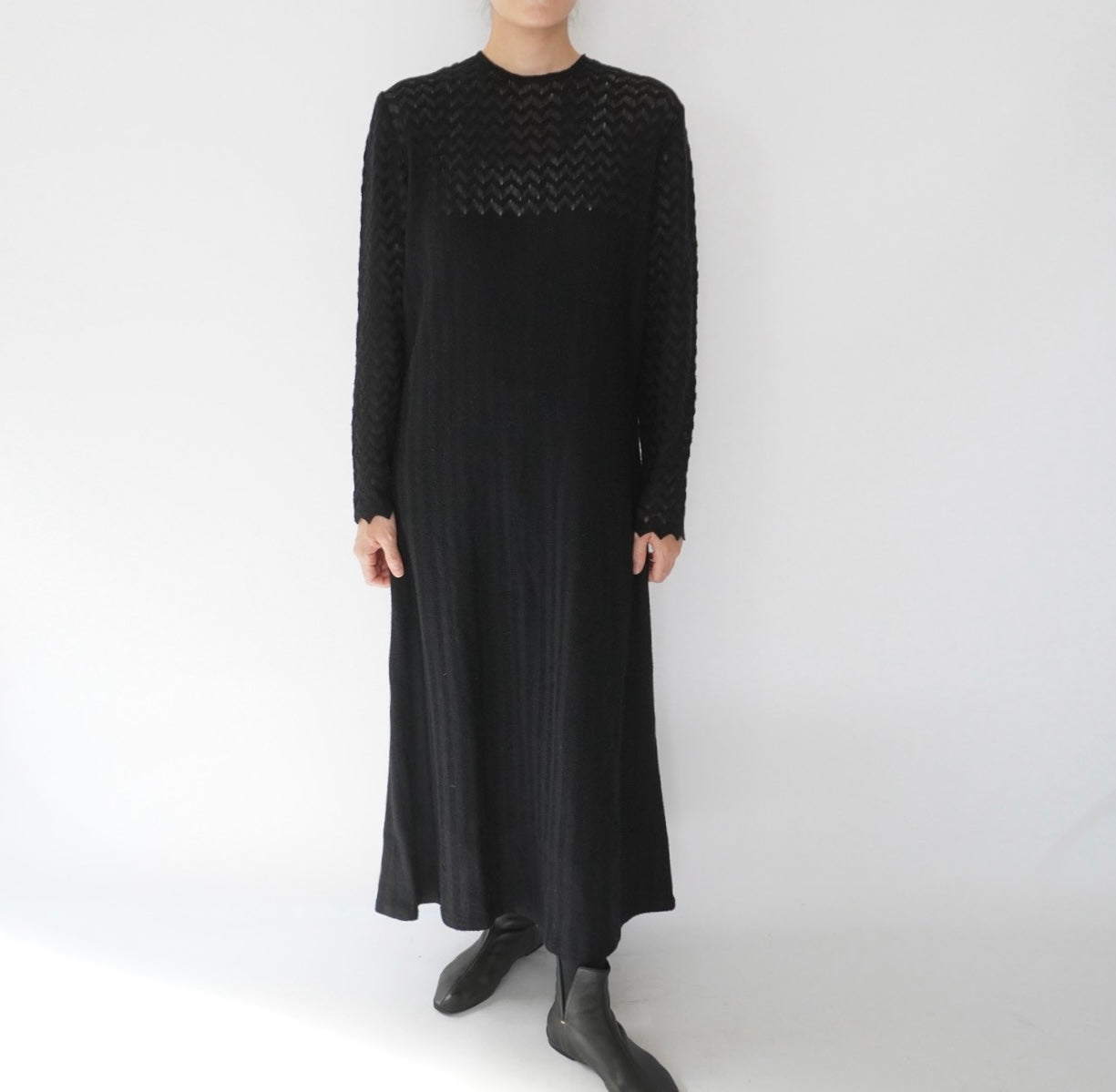 80s Black Knit Dress