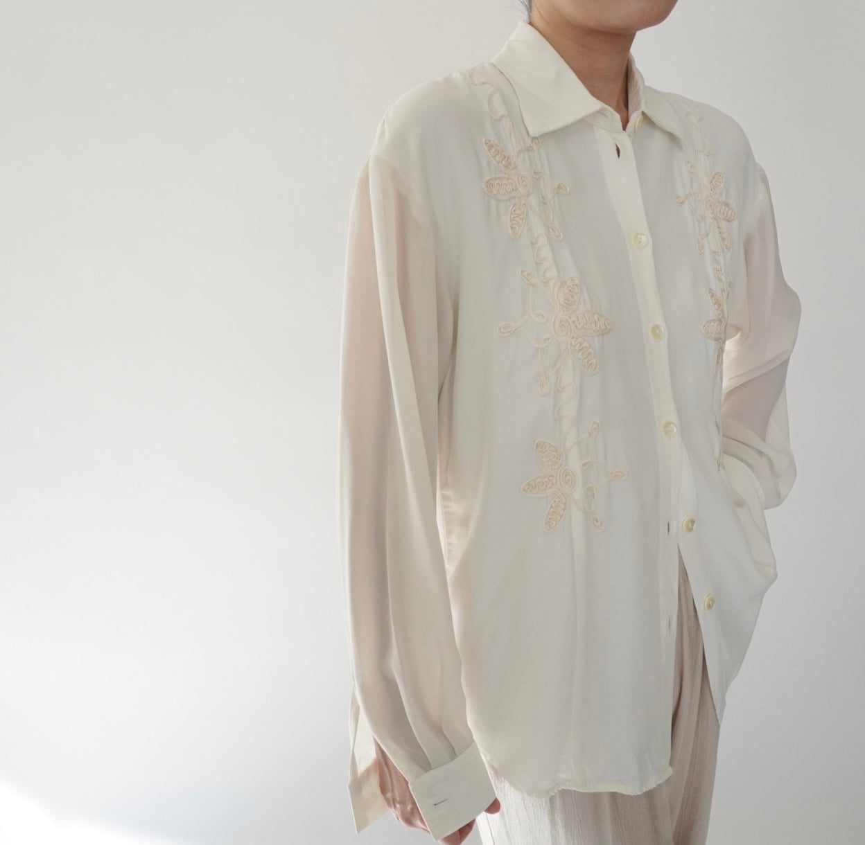 90s Cord Lace Shirt Made in USA