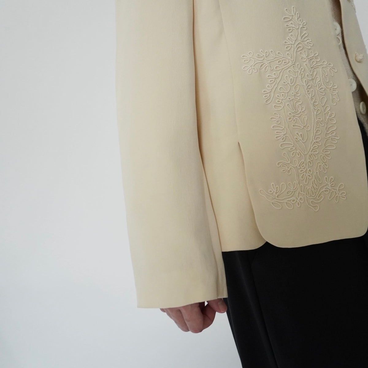 90s Cord Lace Design Silk Jacket
