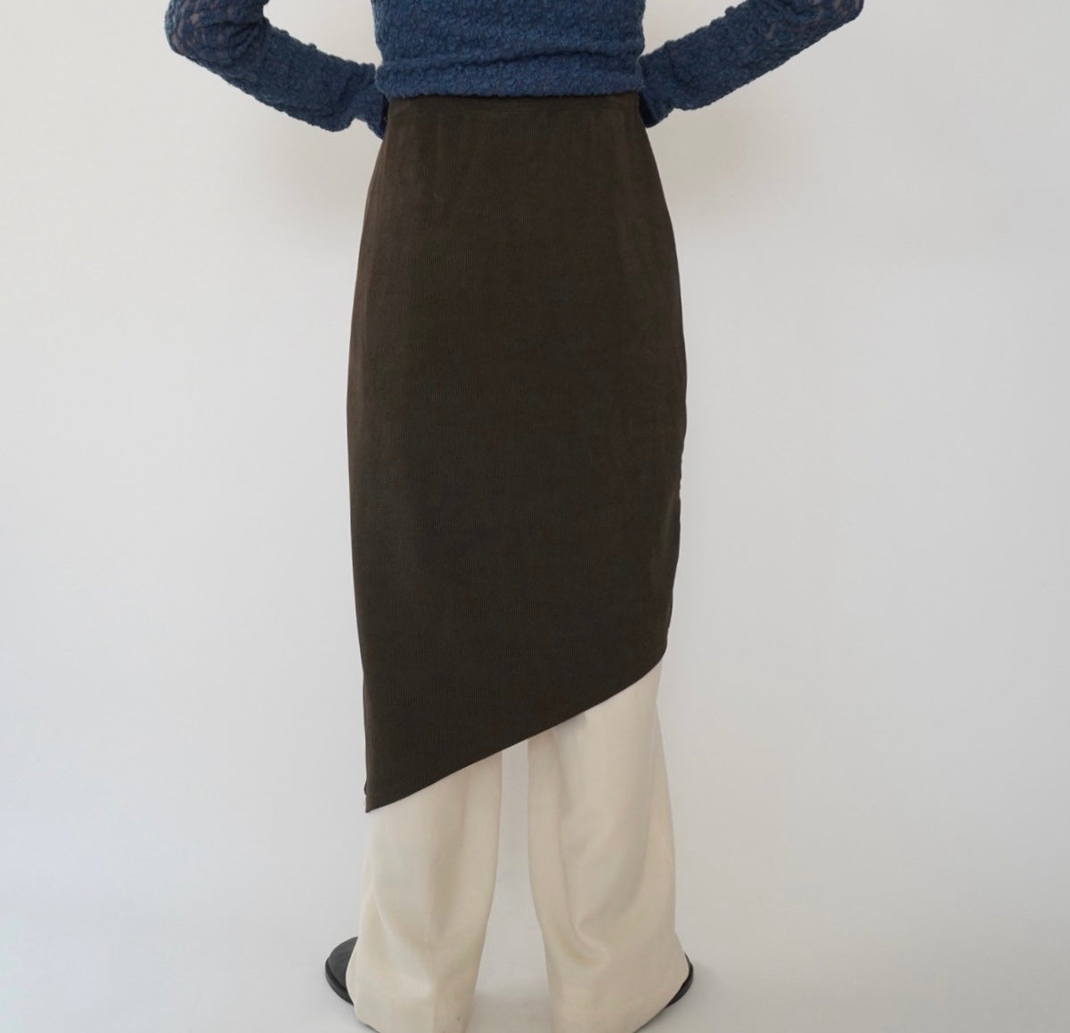 90s Asymmetry Design Ribbed Skirt