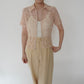 90s Lace Design Zipped Shirt Made in USA