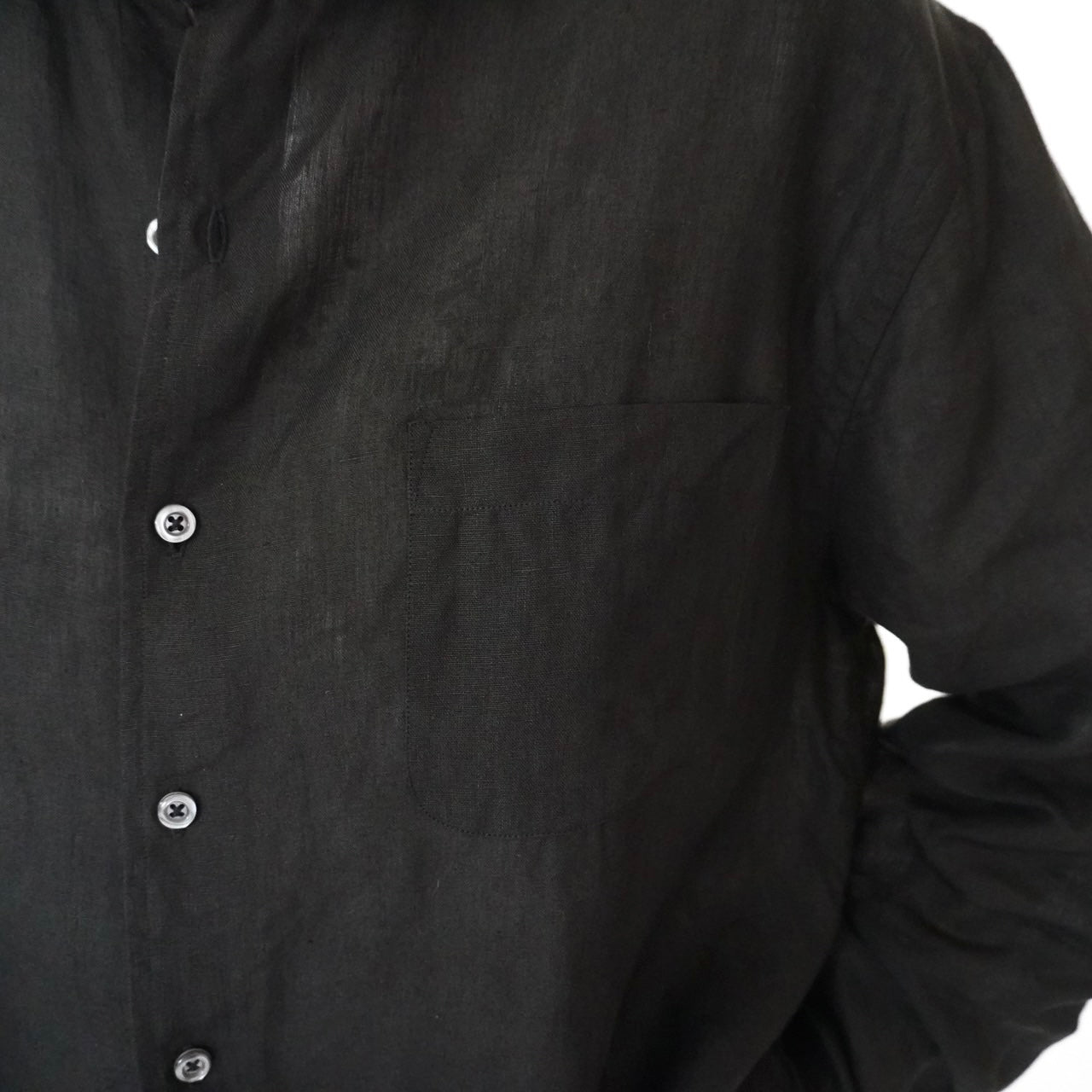 90s Black Linen Shirt