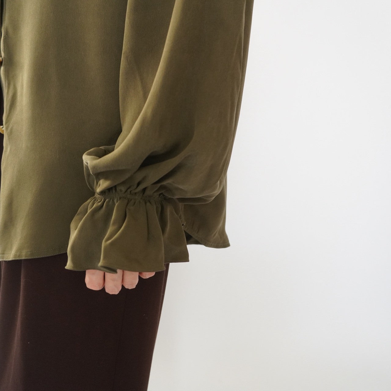 90s Ruffle Design Silk Shirt