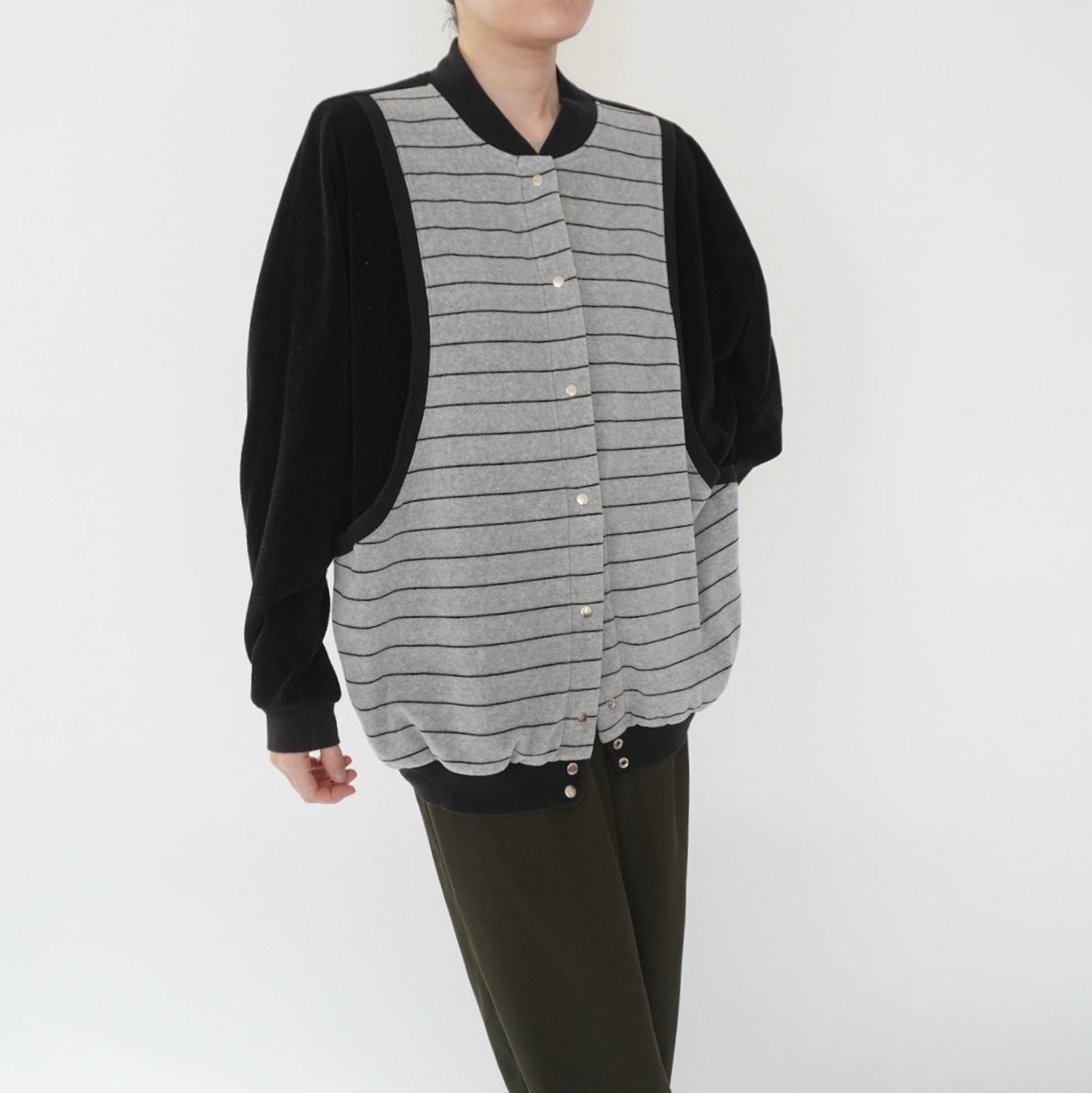 90s Striped Velour Top Made in USA