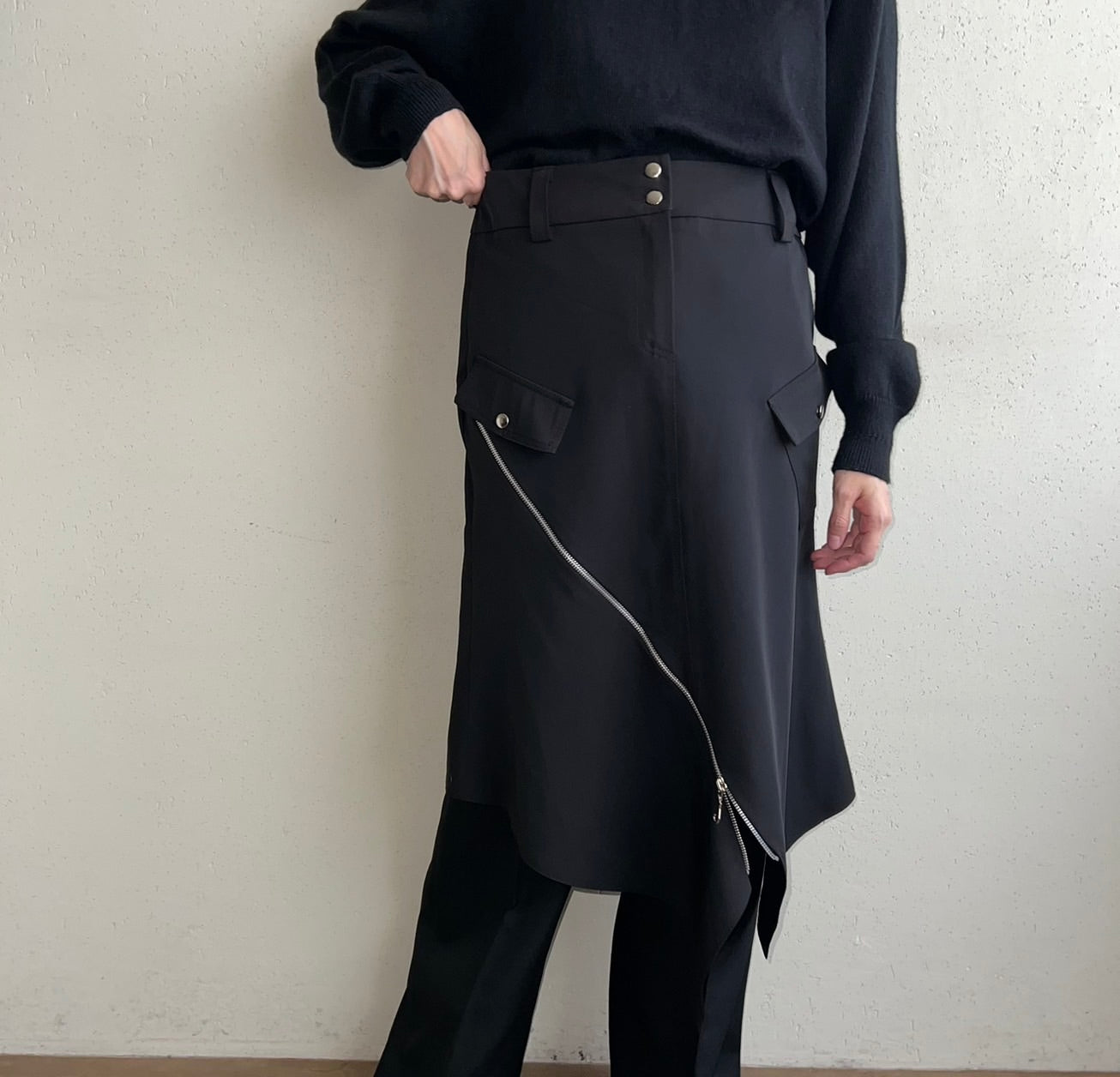 90s Zipped Design Skirt Made in France
