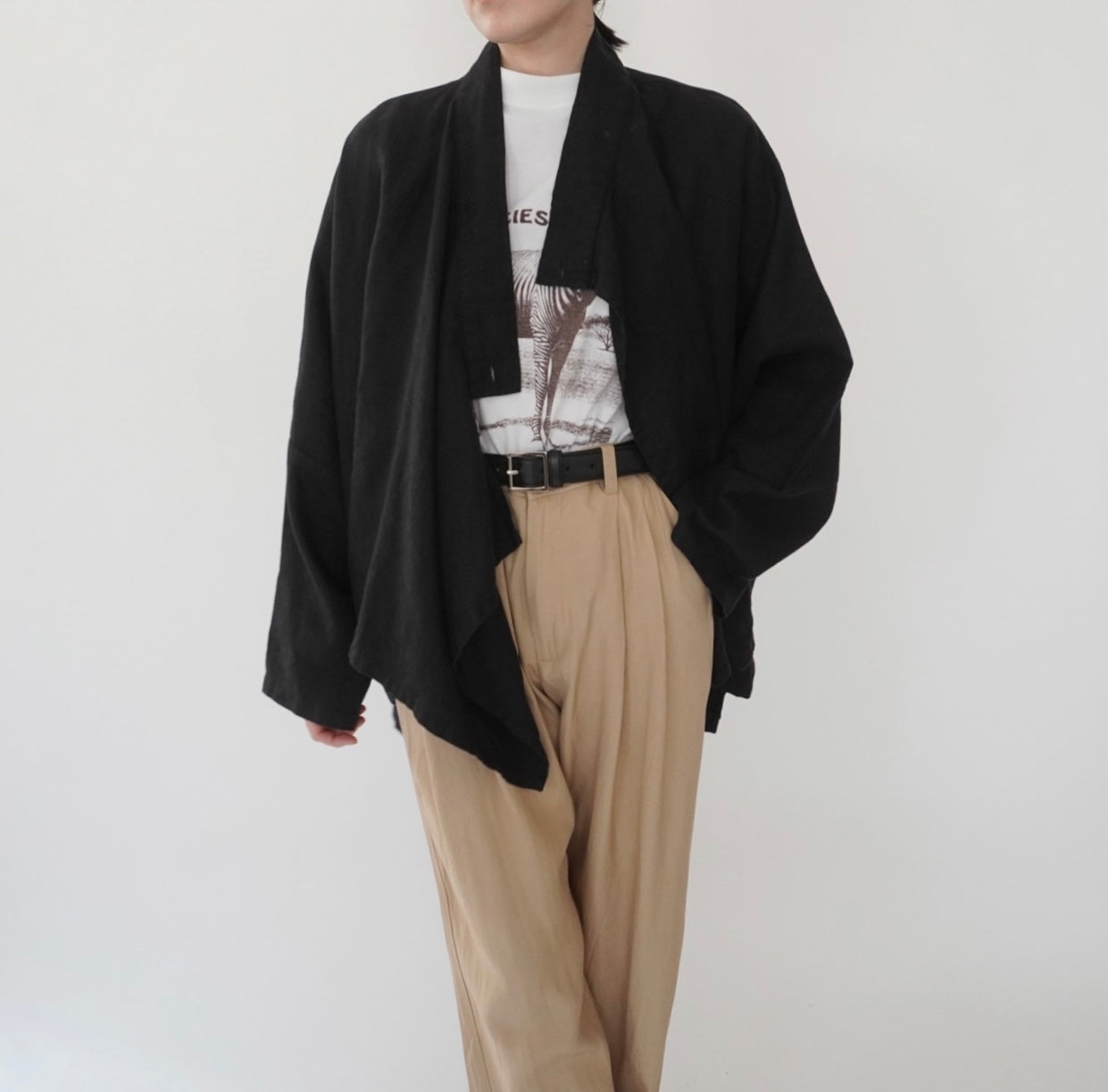 90s Black Linen Design Jakcet