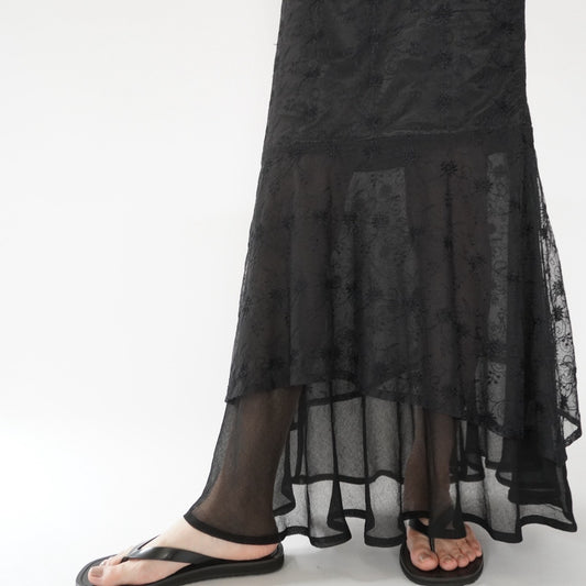 90s EURO Lace Design  Maxi Dress