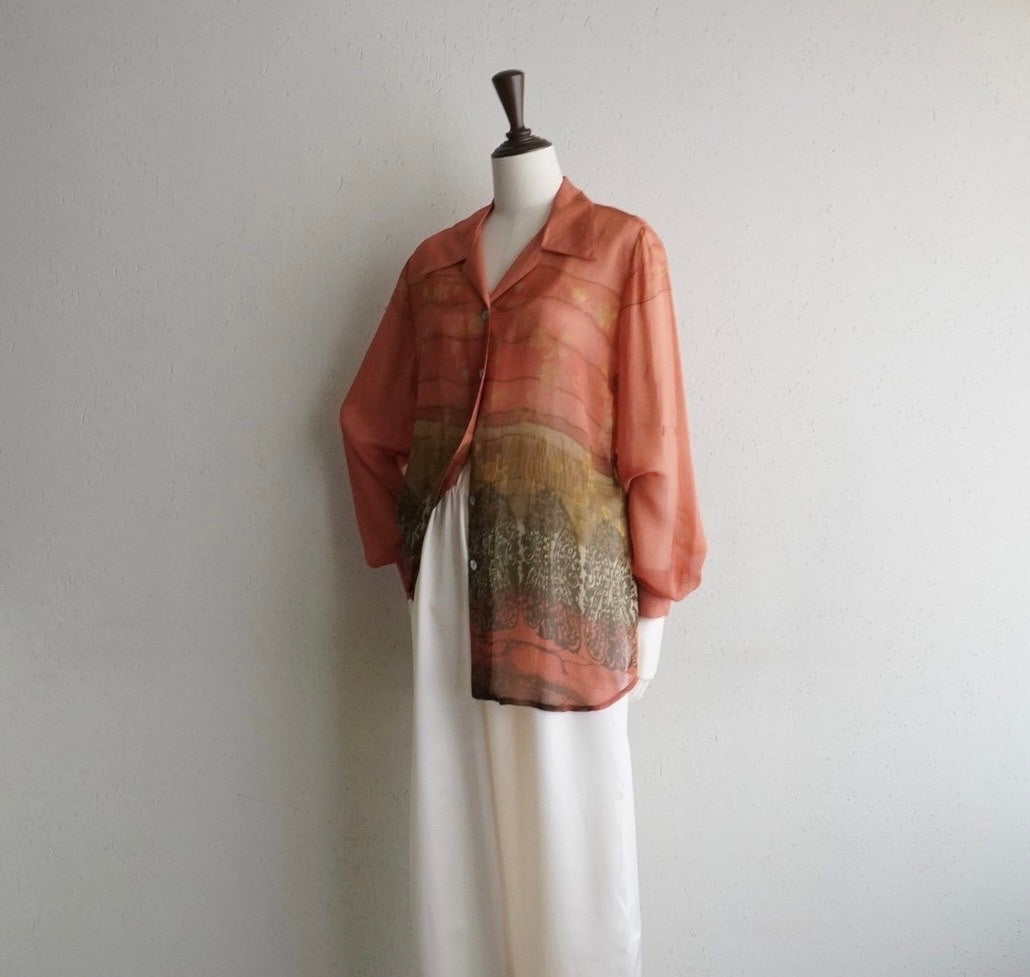 90s Silk  Sheer Printed Shirt