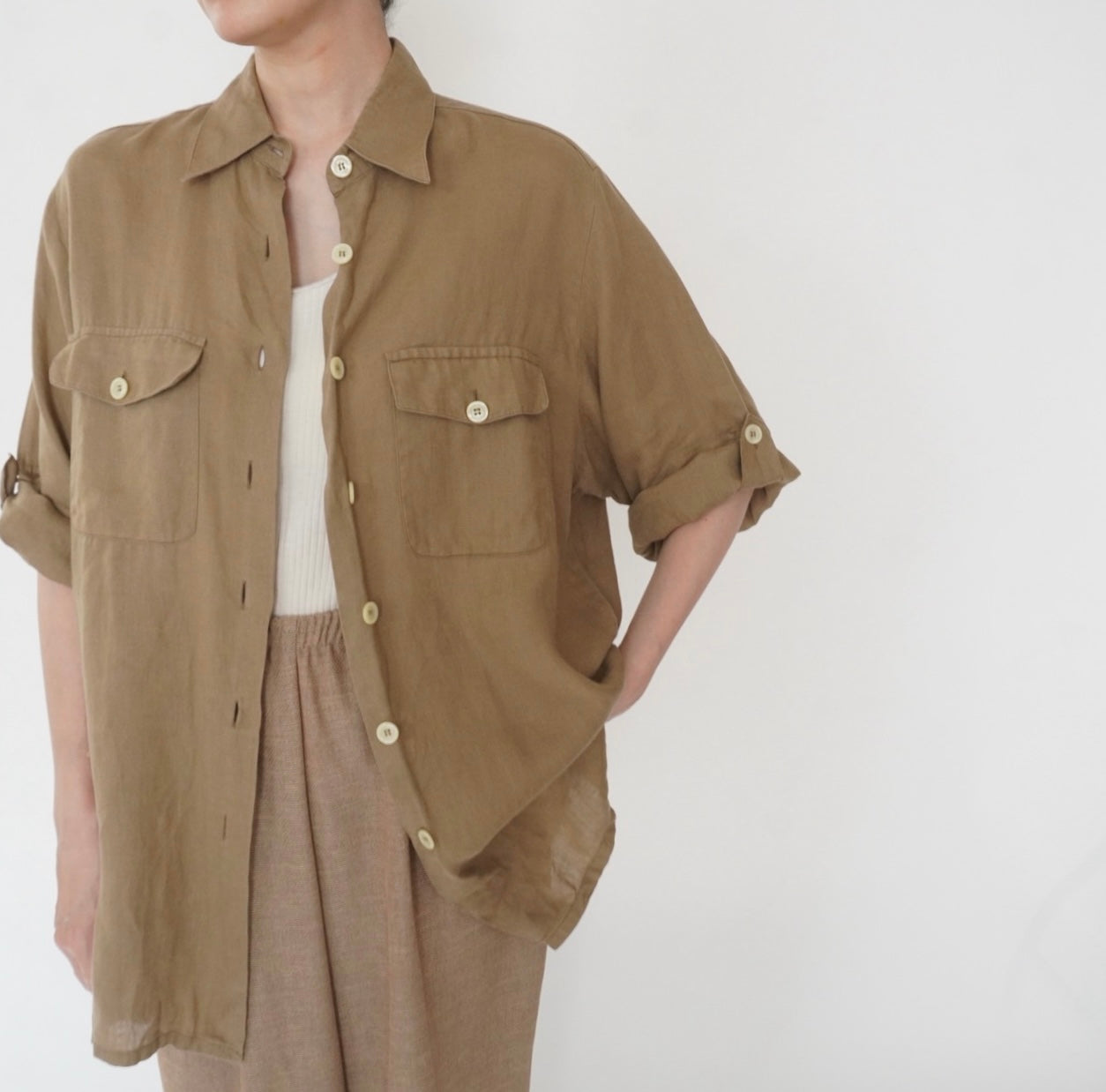 90s Design Linen Shirt Made in Italy