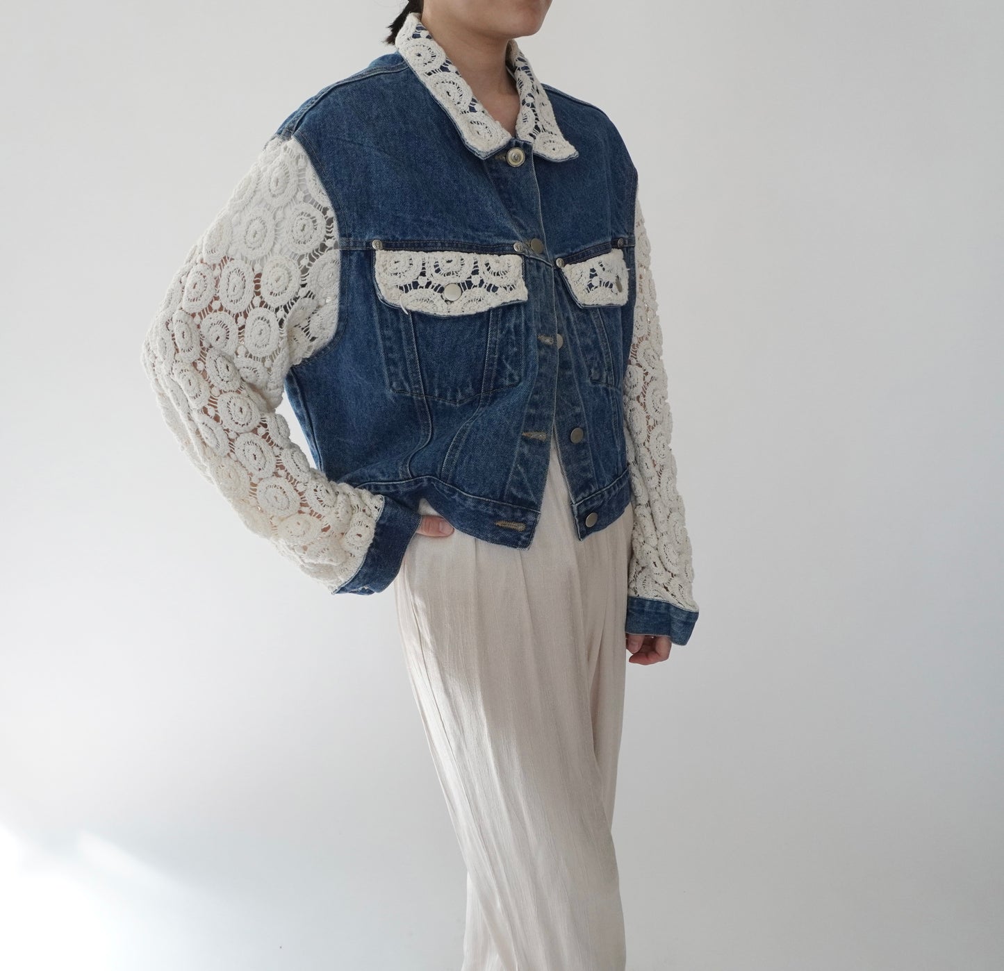 90s Crochet Denim Jacket